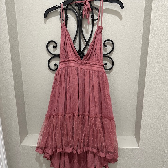 R.Vivimos Womens Summer Halter Deep V Neck Sexy Mini Dress Rose/Pink - Picture 8 of 8